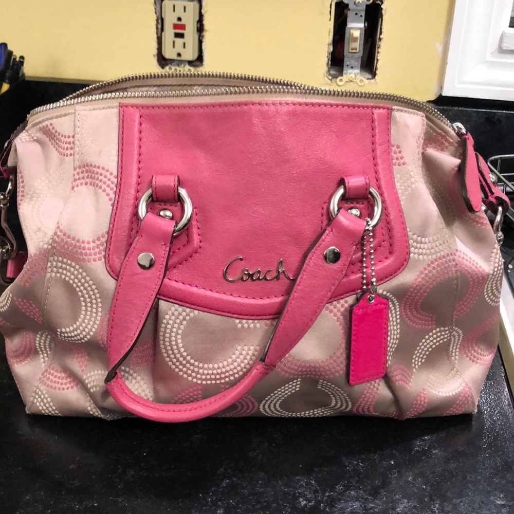 Pink and tan Coach Purse